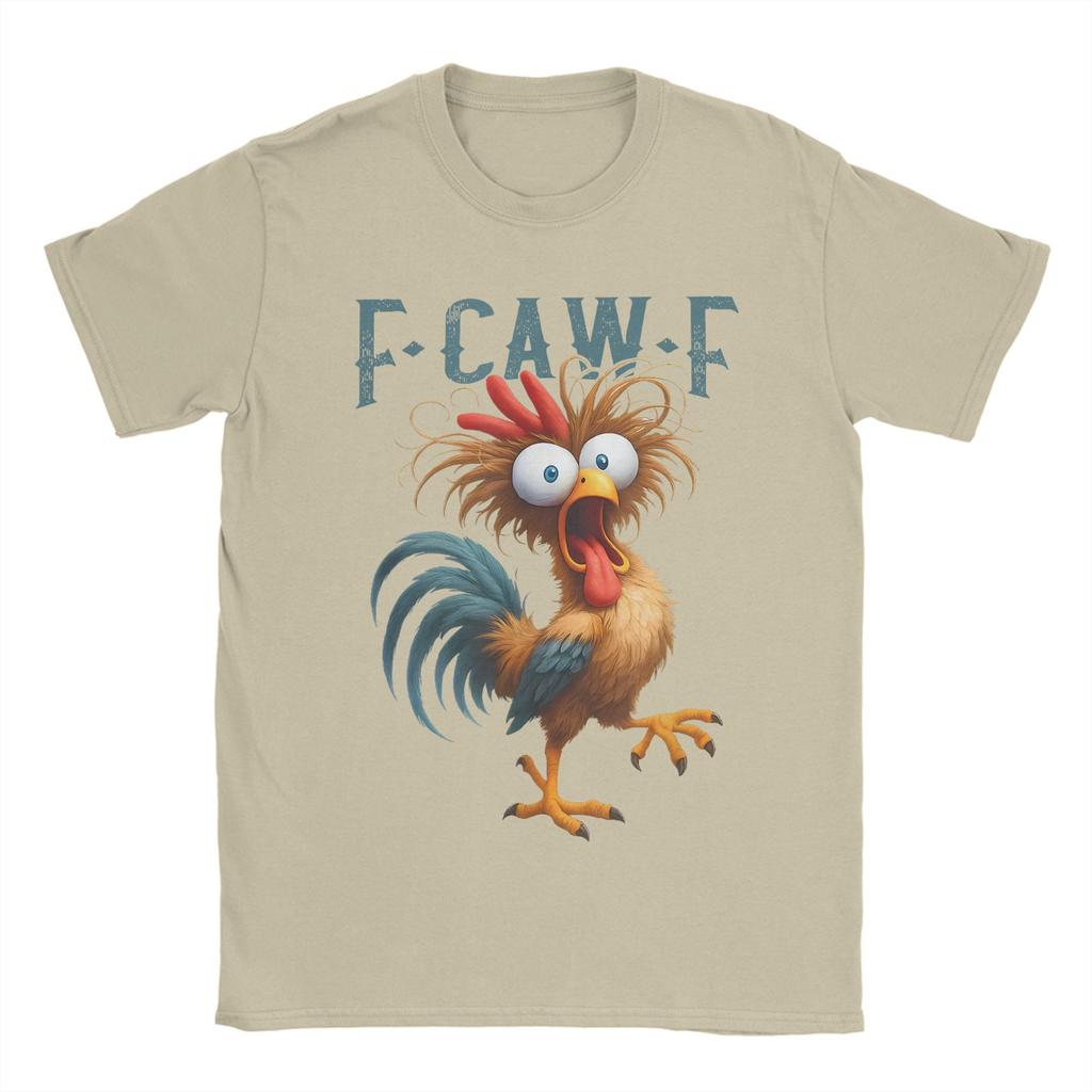 F-Caw-F Funny Chicken Humor Men's T Shirt Quote Rooster Meme Awesome Tee Shirt Short Sleeve Crewneck T-Shirts Cotton Adult Tops