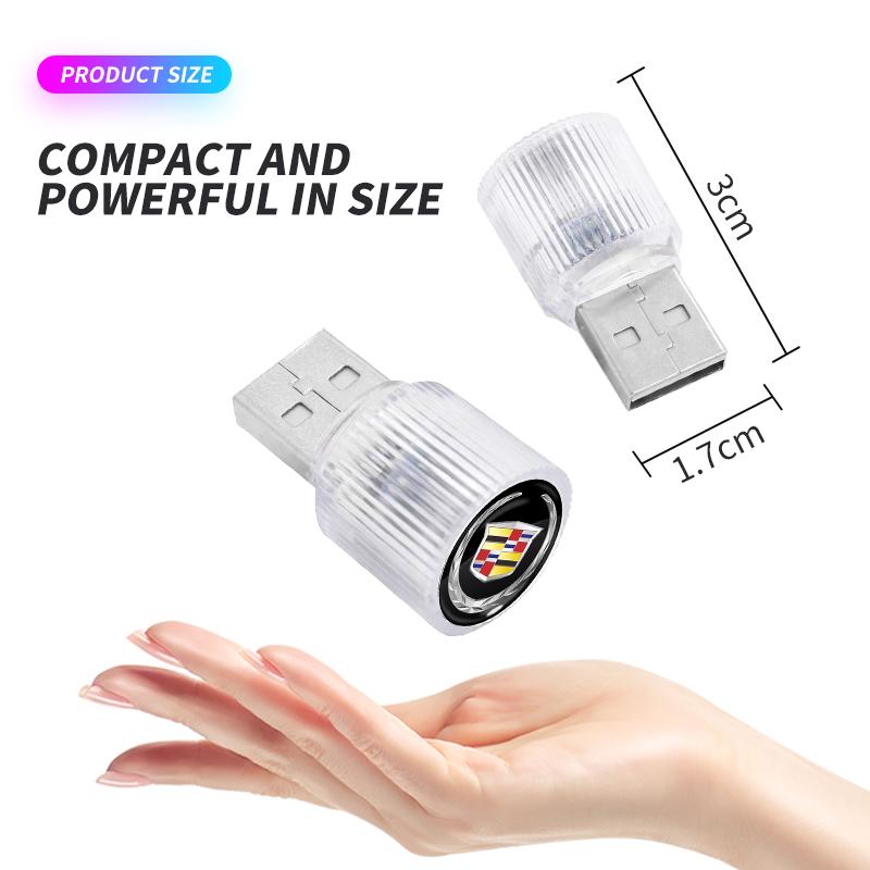 Car Mini USB LED Ambient Light Decorative Atmosphere Lamps For Cadillac Logo Escalade CTS ATS SRX XTS XT5 STS CT5 CT6 BLS XLR