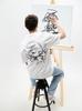 Men's Oversized Short Sleeve T-Shirt White Smurfs Joke Sketch M