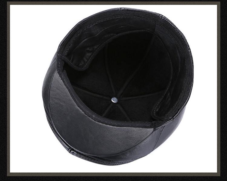 Haining Genuine Leather Sheepskin Men's Winter Beret with Ear Protection