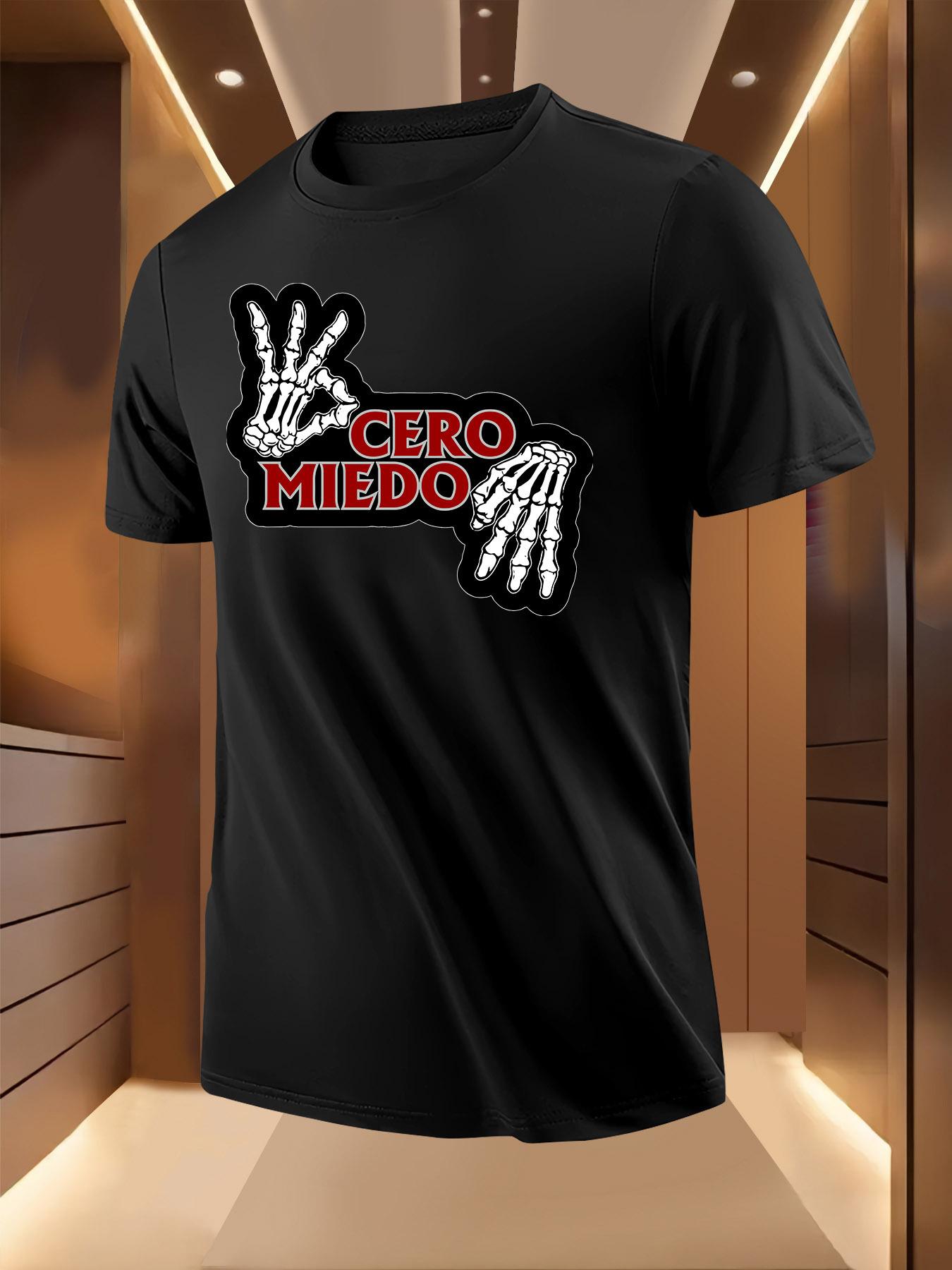 Skull Gesture Fearless Print Pattern Tshirt XXXXL