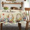 Easter Bunny Eggs Polyester Tablecloth for Table Decor Spring Watercolor Floral Plants Butterfly Table Cloth Easter Decorations