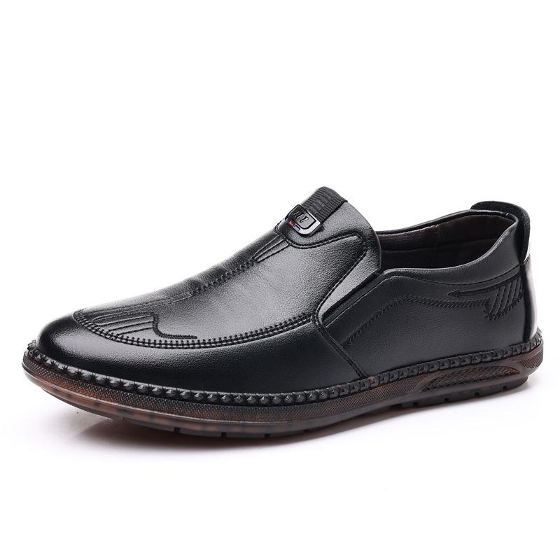 Herrenschuhe Trend Herbst neu Rindsehne weiche Sohle rutschfeste Schuhe Herren Britischer Stil vielseitig Fuß lässige Lederschuhe Herren