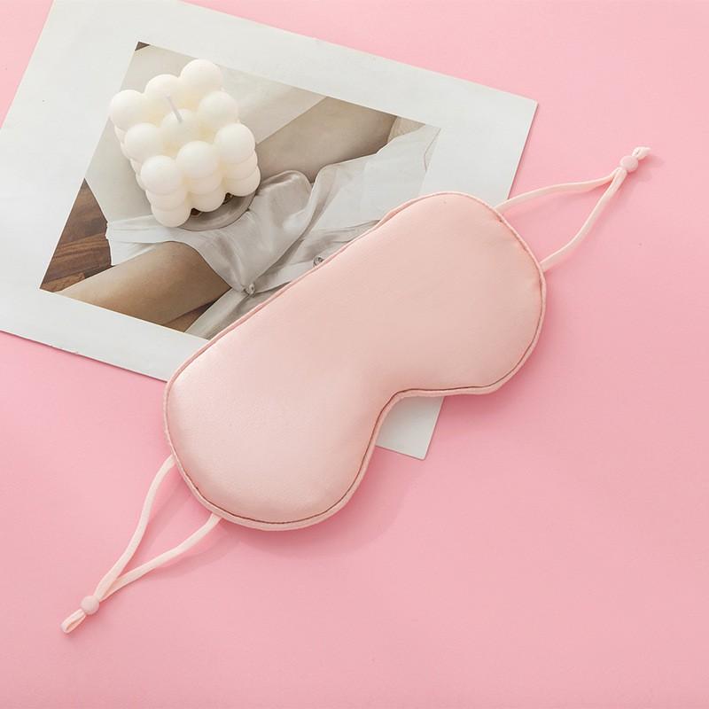 16 Momme Silk Sleep Eye Mask With Ear Loops Double-Sided Mulberry Travel Blindfold Dark Comfort Light Crimson Double-Sided Silk