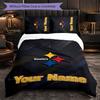 Pittsburgh Steelers Customized Name Text Bedding Set, 1 Duvet Cover & 2 Pillowcases Personalized Bedroom Gift