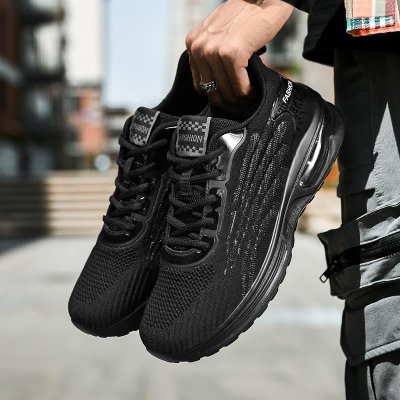 Men's Casual Actual Sports Shoes Breathable Mesh Cloth Lightweight Air Cushion Shock Absorbing Rebound Large Size Running Shoes