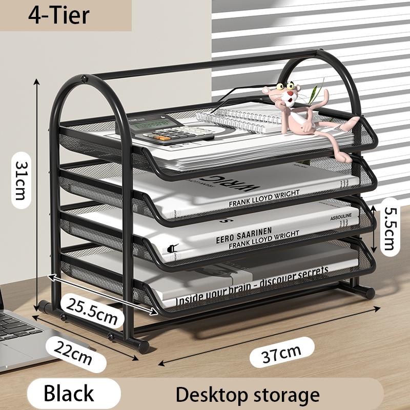 Mesh Letter Tray,Office Desk Paper Organizer with Sliding Trays for Desk Accessories, Office Supplies and File Storage, Black