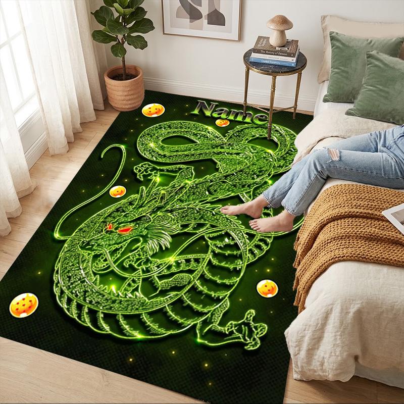 Custom Name Green Dragon Carpet Rug for Bedroom Living Room Home Sofa Decoration,Playroom Sofa Office Home Decor Game Large Decor Floor Mat