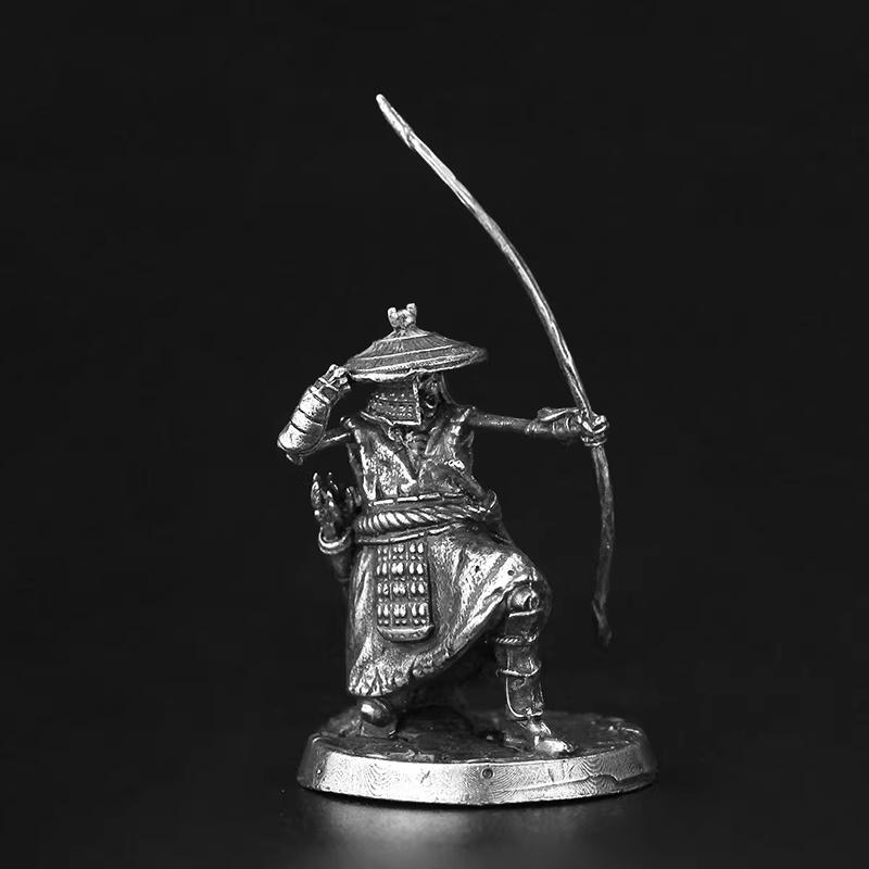 Metal Skeleton Archer Ghost Samurai Mini Tabletop Game Figurine Car Interior Decor Desktop Ornament Collectible Model Toy Gift