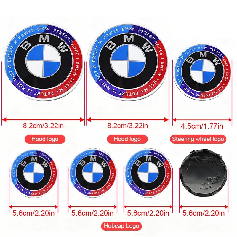 7Pcs For BMW G20 F82 X5E70 F36 G30 G05 E93 X5E53 G29 E85 F13 G83 Steering Wheel Sticker, Wheel Center Caps, Front & Rear Emblems