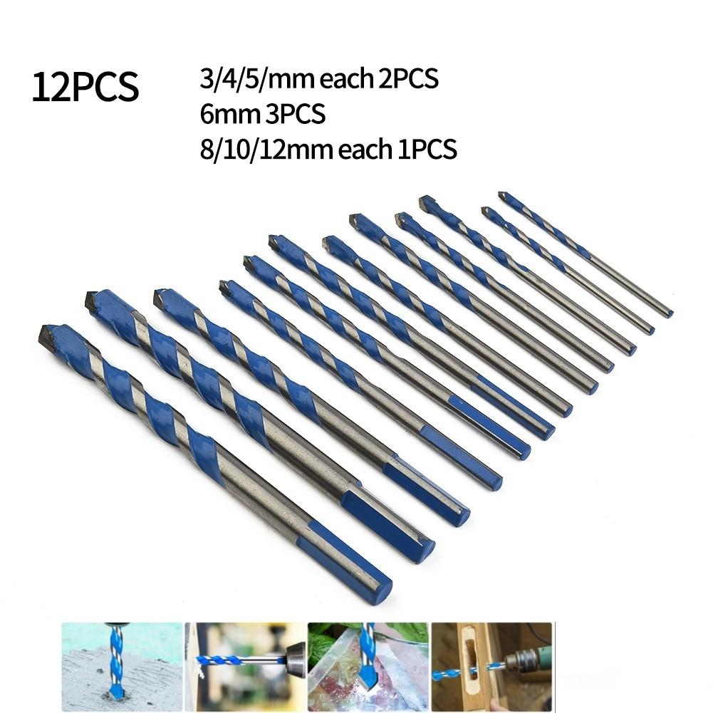 12 STÜCKE Bau-Bohrer Multifunktionale Bohrer für Fliesen Glas Keramik Marmor