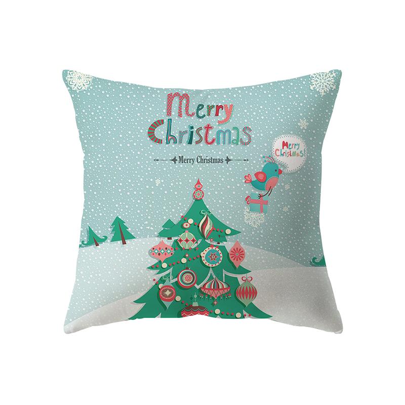 Merry Christmas Cute Santa Elk Print Pattern Cushion Cover Home Living Room Sofa Decoration Square Pillow Pillow Cover