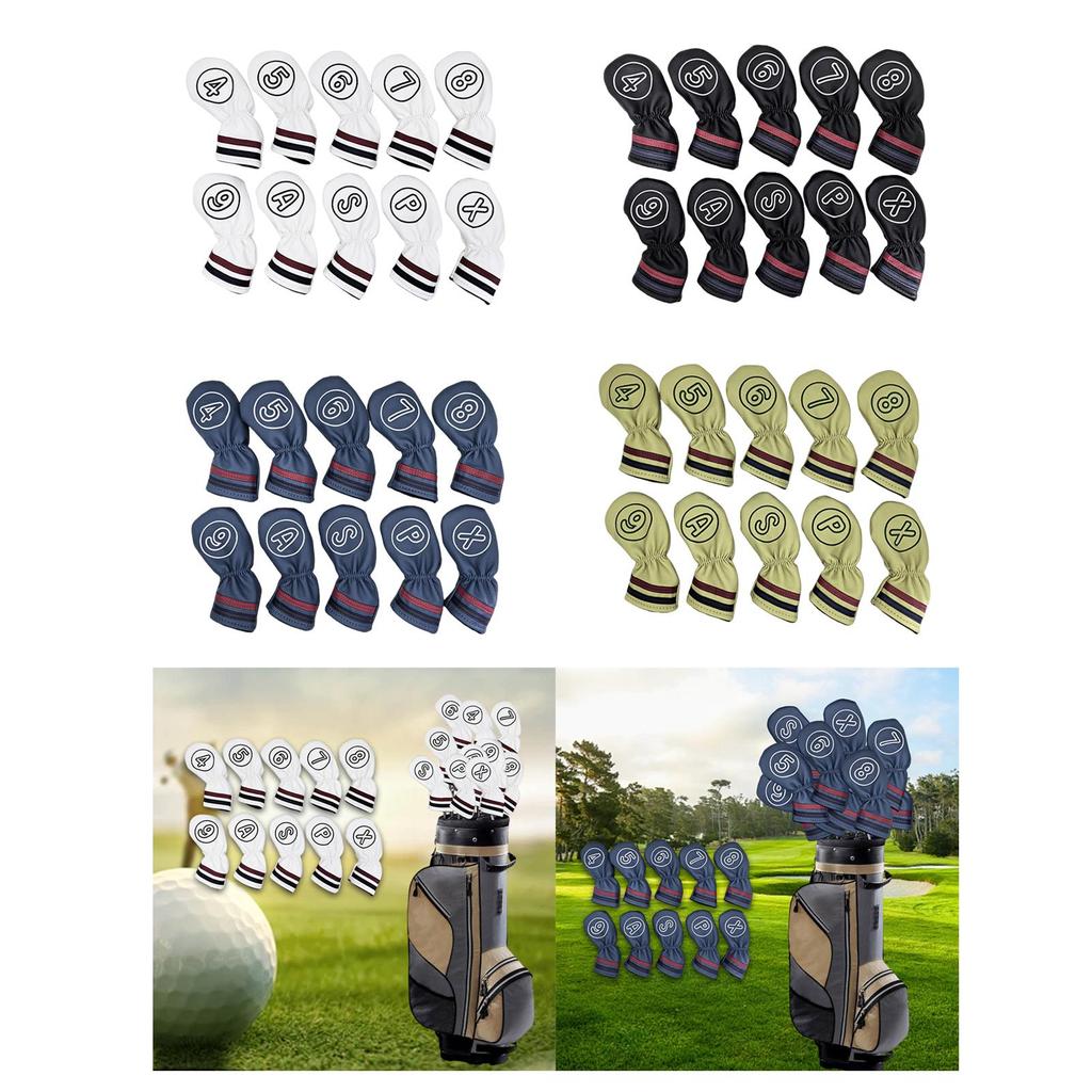 10Pcs Golf Club Head Covers Supplies Lightweight Decor Wedge Sleeves Protectors