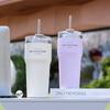 700ML Double Drink Insulation Cup Stainless Steel Straw Thermos Water Bottle Portable Large Outdoor Coffee Thermal Car Ice Mug