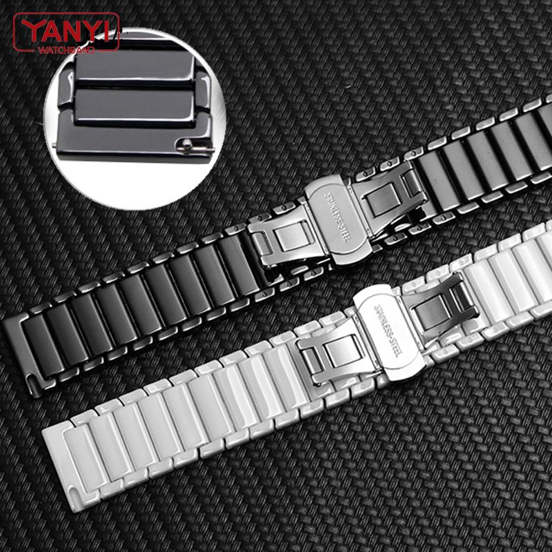 Ceramic Watch Strap 16mm Bracelet Watchband 20mm 22mm for Huawei Samsung Quick Release Bar Wristwatches Band 18mm Watch Belt