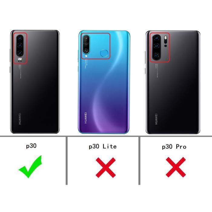 Coque Huawei P30, Smart View Flip Faux Cuir Coque + Protection Ecran - Noir