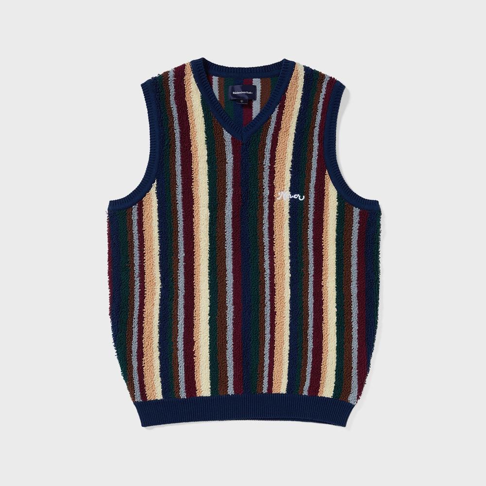 Этот полосатый вязаный жилет цвета индиго S
