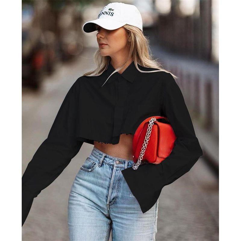 

2023 Niche White Shirt Temperament Top Women s Dressing Tops Black S