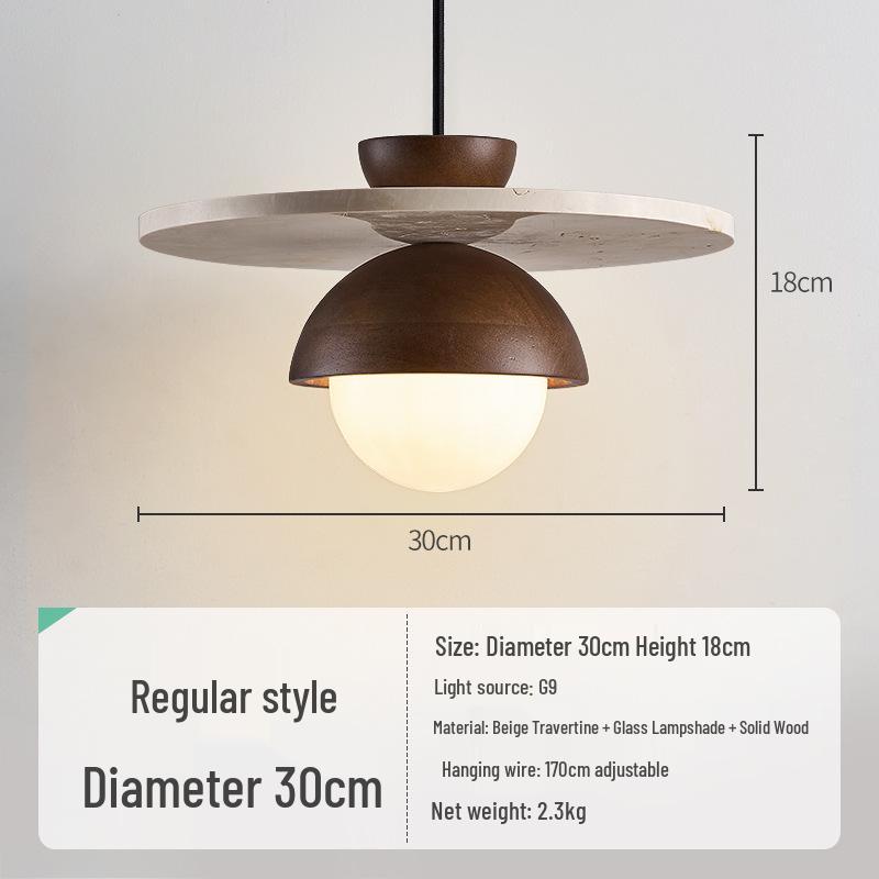 Yellow Travertine Pendant Light - Retro Cream Wabi-sabi Style for B&B, Restaurant, Bedroom, or Bedside.