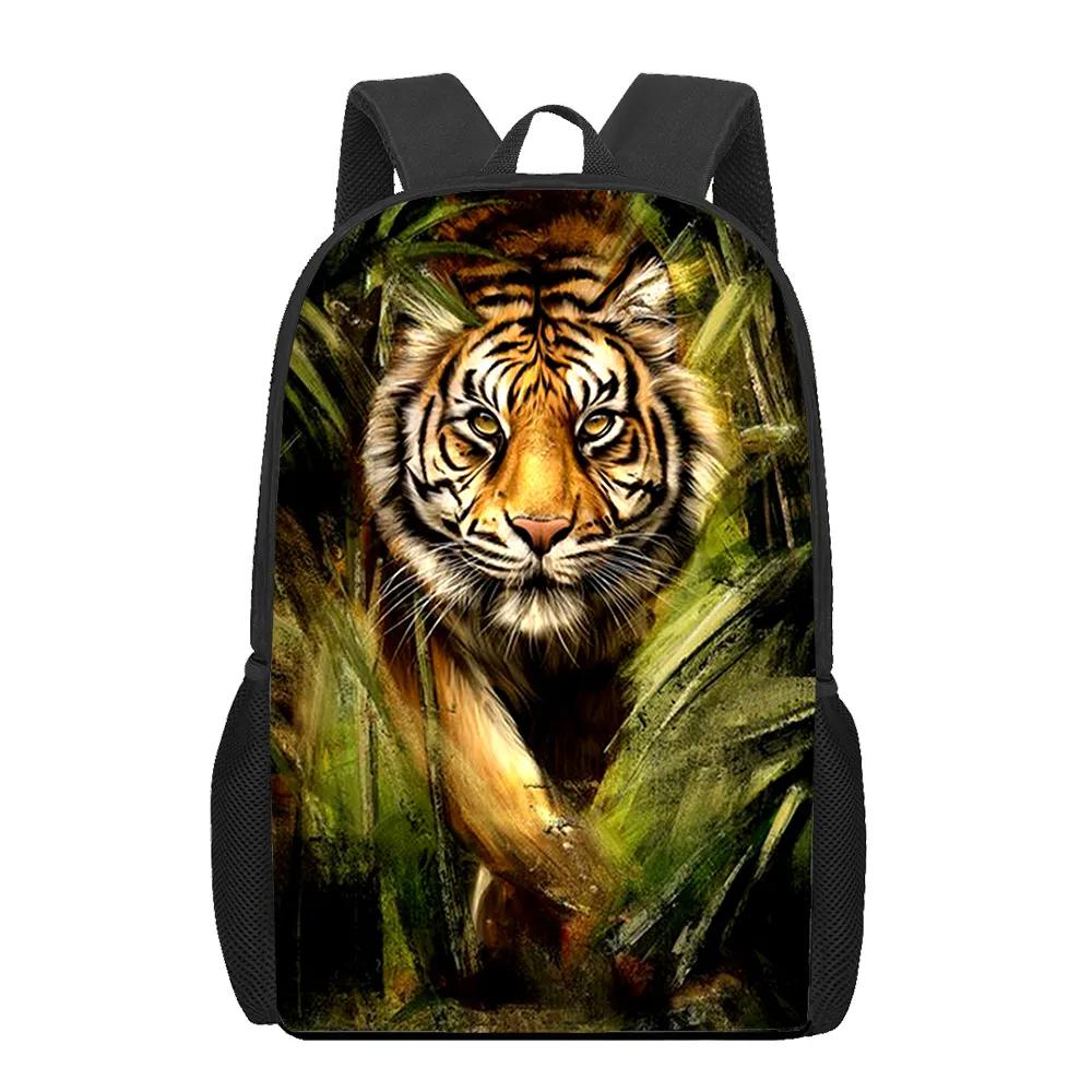 Creative Fiercely Tiger Pattern Backpacks for Girls Boys Children Students Book Bag Teenager Shoulder Rucksack Travel Backpack