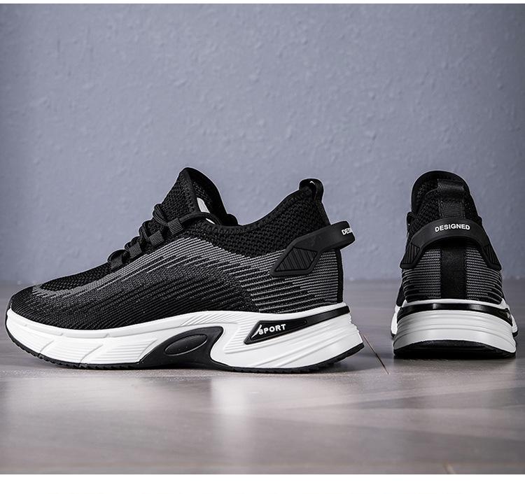 Men's Flyknit Height-Increasing Running Shoes - Lightweight, Breathable, Thick Sole Platform for Spring/Summer Fashion