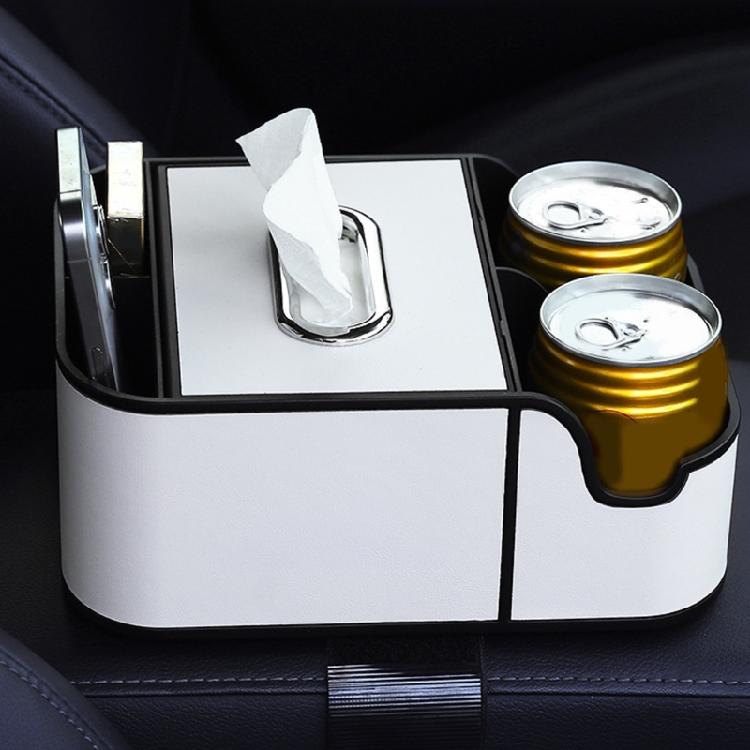 Auto-Innenraum-Aufbewahrungsbox Taschentuchhalter Becherhalter Handy-Schlitz Lederablage Autositz-Organizer Armlehne Zusätzliche Aufbewahrungsbox