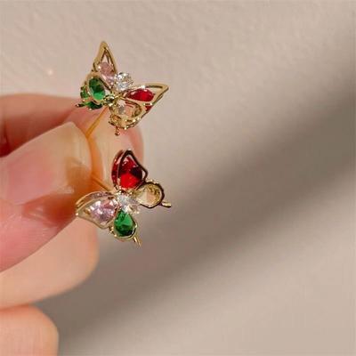 Xiaohongshu Zirkon Schmetterling Ohrstecker Damen Sommer Temperament Fransen Ohrringe Kleine Duftende Exquisite High-End Ohrringe