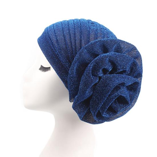 Beanie Hat Solid Color Large Flower Design Comfortable Warm No Brim Turban Cap Women Accessories