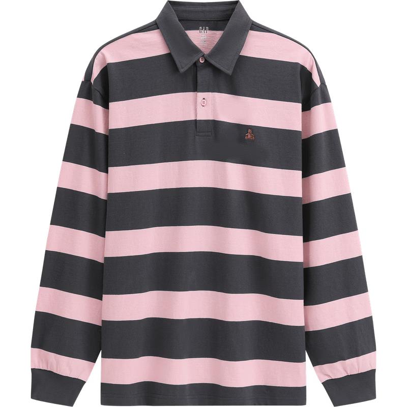 

Gap Men s Autumn 2025 Loose Fit Cotton Striped Long-Sleeve Polo Shirt L (Asian Fit)