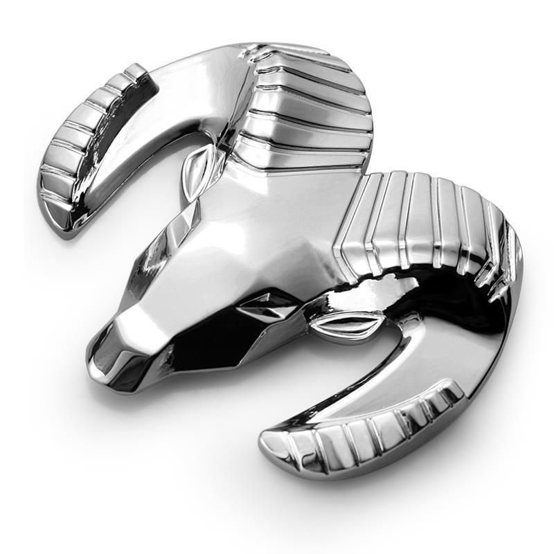 GXP1  1Pcs Car Body Rear Trunk 3D Metal Chrome Stickers Ram Head Styling Emblem Badge For Dodge Ram 1500 Caravan Accessories