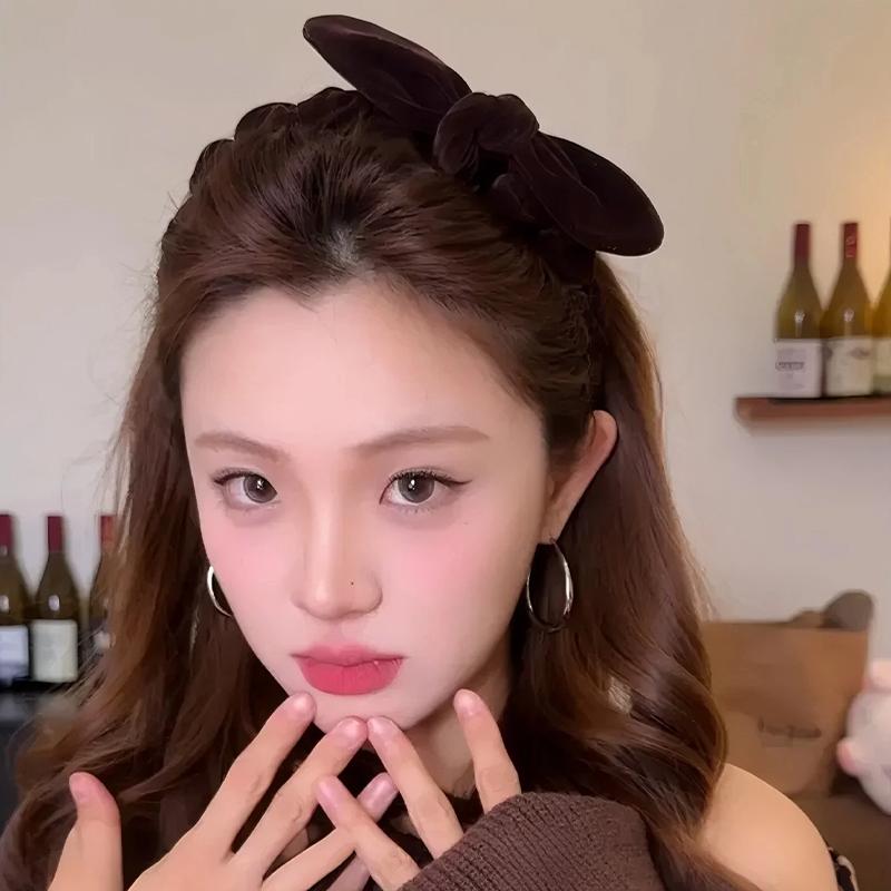 Retro Velvet Bow Headband Temperament High Crown Hair Clip For Women