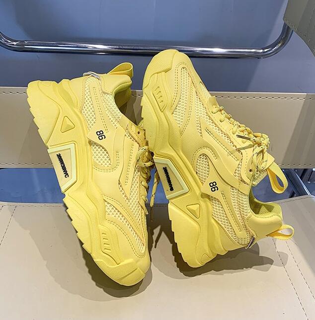 Spring 2024 Pop's New Korean Version Lace-up Net Shoes Thick-soled Casual Sports Shoes Children