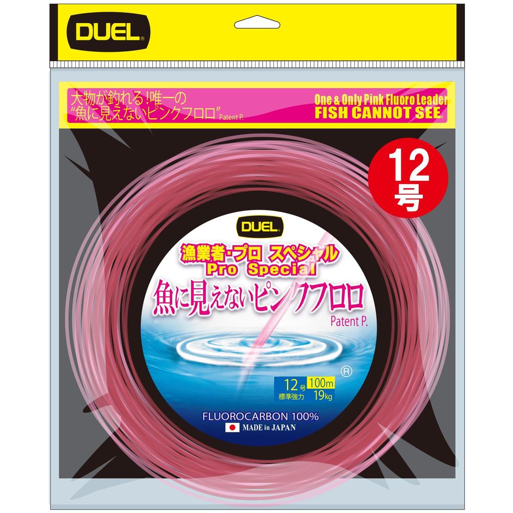 DUEL Pink Fluorocarbon Fishing Skein Fish-Invisible Line, Fisherman/Professional Special, 100m, #12,