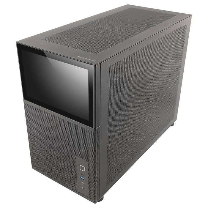Micro-ATX PC-Gehäuse - Mars Gaming - MC-LCD - 8" IPS LCD-Bildschirm - Gehärtetes Glas - Schwarz