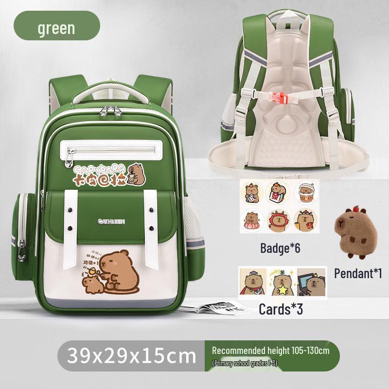 Capybara Oxford Spine-Support Backpack for Grades 1-6: Boys & Girls School Bag