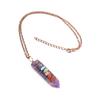 Hand-Wound Colorful Gravel Natural Stone Crystal Powder Spar Sword-Shaped Pendant Necklace N507