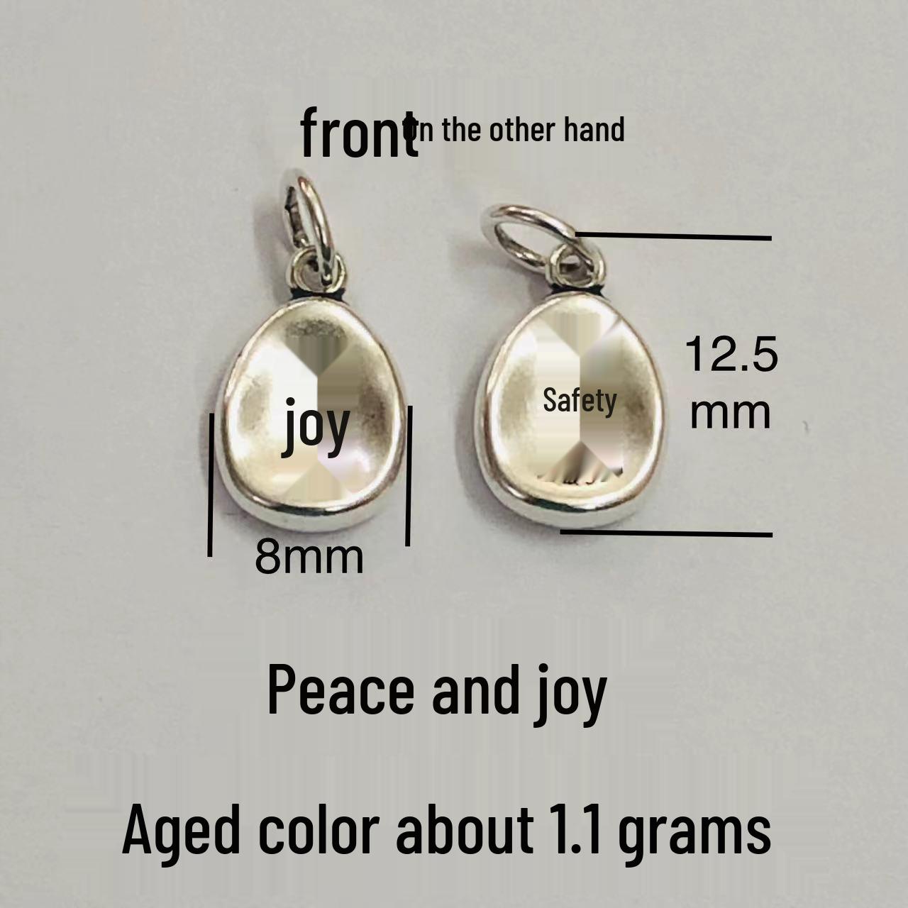 Engraved 999 Silver Oval Pendant with Peace and Joy Characters 999 Pure Silver