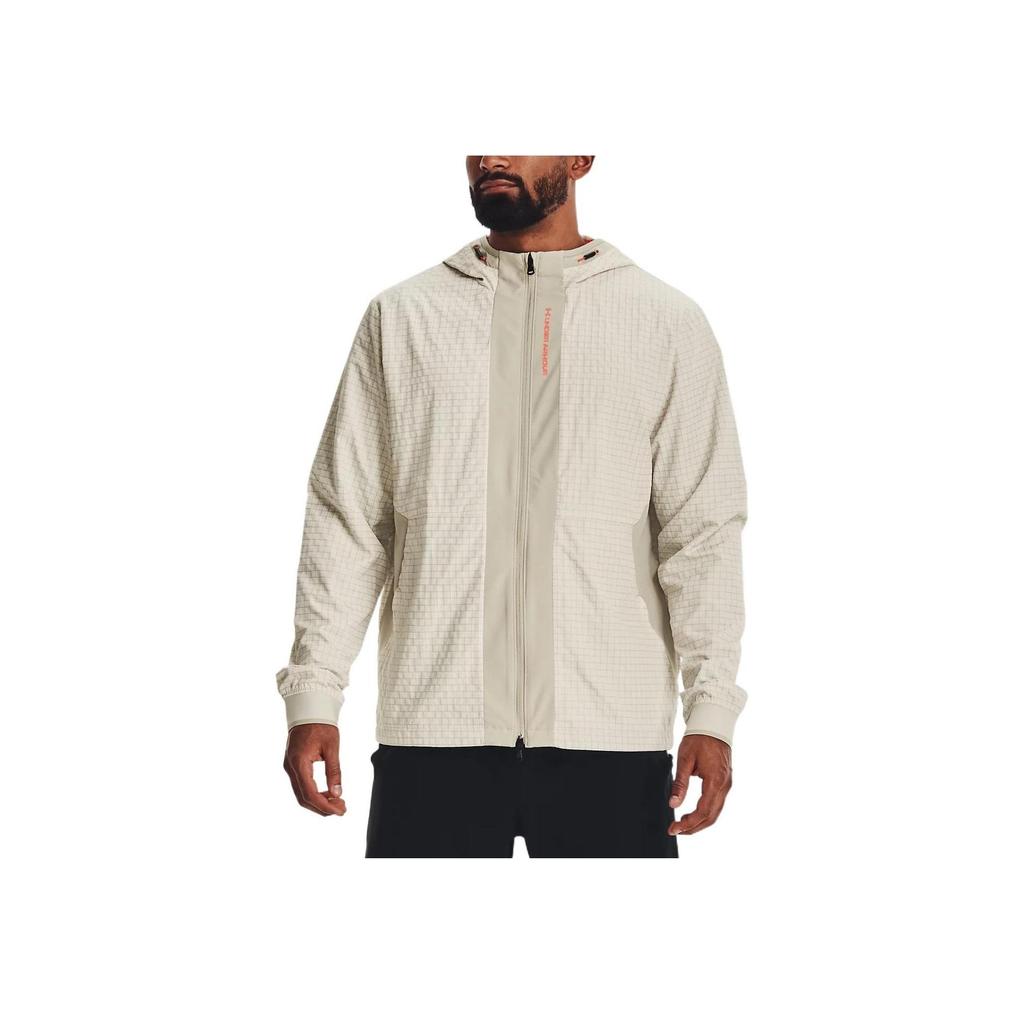Under Armour Rush Series Legacy Color Block Logo Training Zip-Up Jacket Men Jackets Lime White 1366186-279
