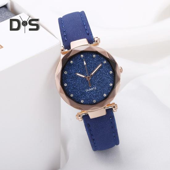 Dam Casual Klocka Strass Rund Urtavla Faux Läderarmband Dam Affär Formell Klänning Kvarts Armbandsur Mode Smycke Tillbehör Födelsedagspresent