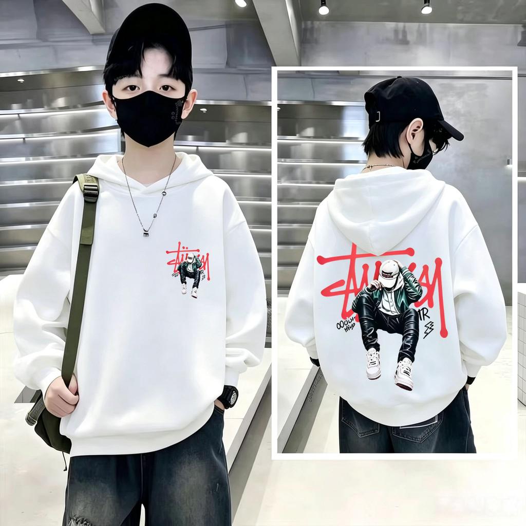 Kids Hoodie Sweatshirt Autumn Winter Streetwear Masked Boy Graphic Print Casual Loose Long Sleeve Tops