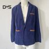 Men Corduroy Suit Coat Lapel Long Sleeve Patchwork Color Suit Jacket with Pockets Single Button Business Outwear Workwear