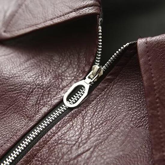 Zip Leather Jacket Women Leather Jacket Women Casual Lapel Vintage Coat