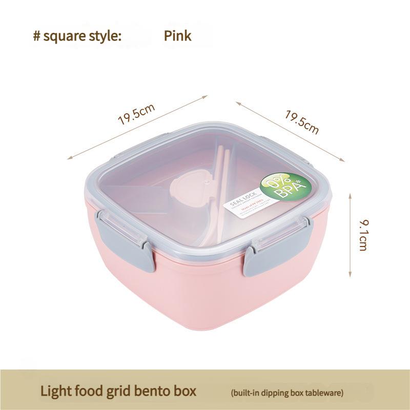

Double-Layer Lunch Box Portable Picnic Salad Fresh-Keeper Light Food Fruit Box With Compartments For Students And Office Workers розовый