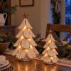 Décoration d'arbre de Noël de bureau Figurine vintage illuminée, Centre de table lumineux pour bureau avec petites LED artificielles, Fête d'hiver
