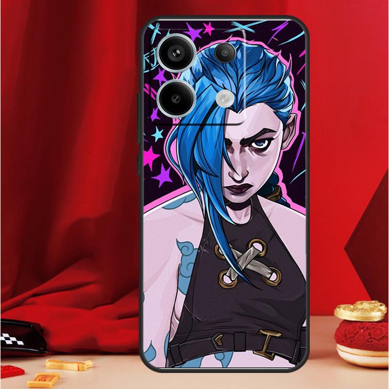 Anime Arcane Jinx Phone Case For Xiaomi Redmi Note 13 Pro 12 10 9 8 11 Pro 12S 11S 10S 9S 10A 9C 10C 12C 13C