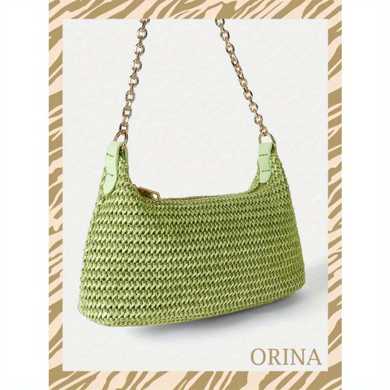 New Arrival Fashionable Bohemian Style Woven Rattan Bag with Chain Strap, Shoulder Bag, Suitable for Daily Casual, Vacation, Shopping