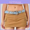 Denim Retro Cloth Carved Buckle Blue Waistband Adjustable Fit Material Fabric