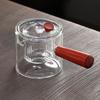 Teaware Teapot, High Temperature Resistant Glass Tea Maker, Kettle, Wooden Side Handle Single Pot with Filter, Kung Fu Tea Set