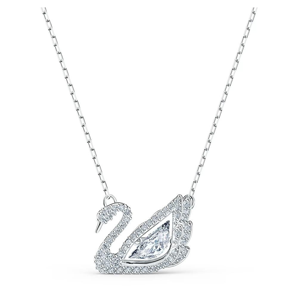 Swarovski Dejojošā gulbja kaklarota Balts rodijs