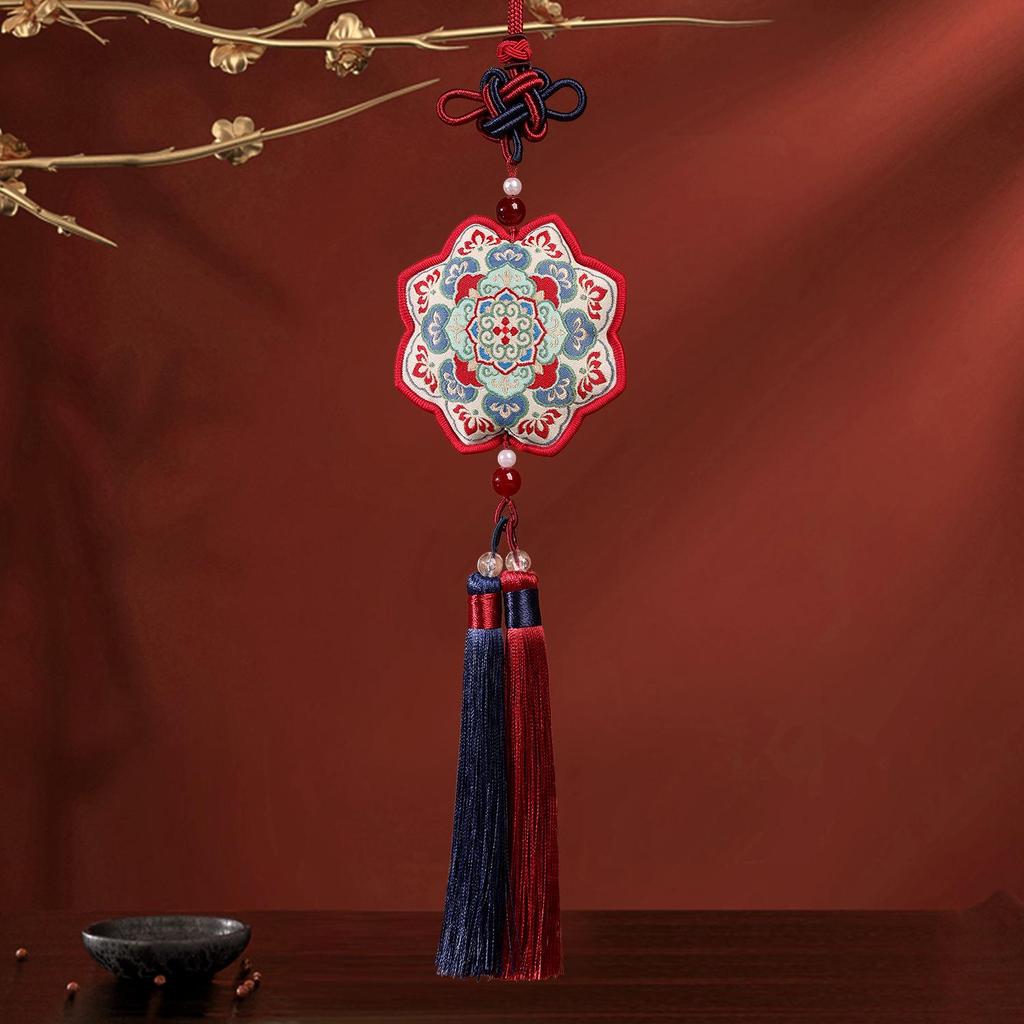 Silk Sunflower Dunhuang Embroidery Sachet with Tassel - Ethnic Style Hanfu Decoration